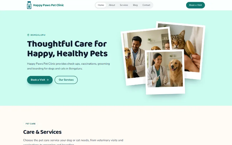 Happy Paws Pet Clinic — Paws template