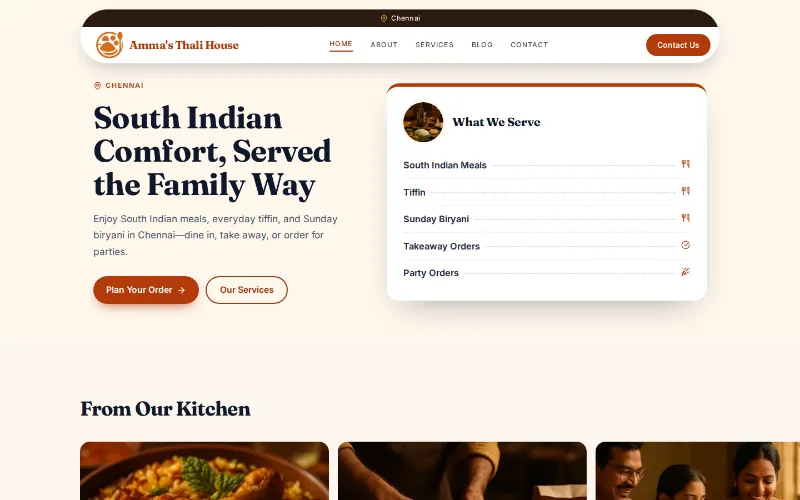 Amma's Thali House — Thali template